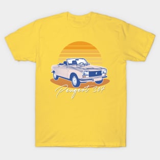 Peugeot 304 Cabriolet Vintage Sunset Design T-Shirt